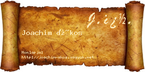 Joachim Ákos névjegykártya
